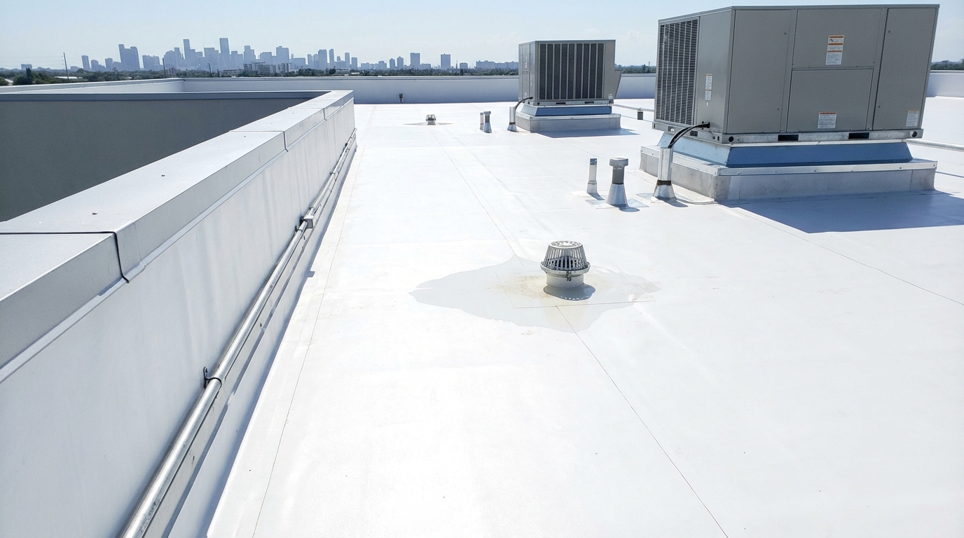 Flat roof after repair